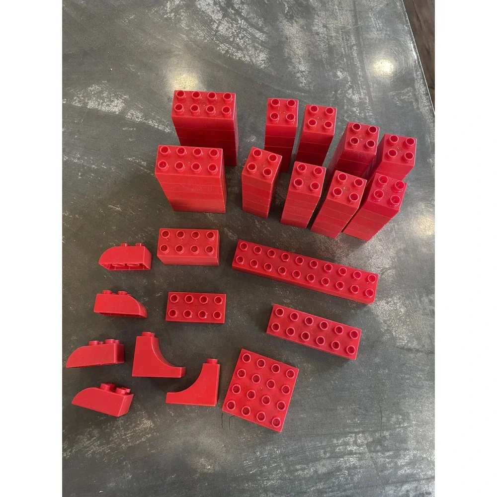 LEGO DUPLO Building Blocks 62pc Red Mixed Size Bulk Lot Toy STEM Preschool